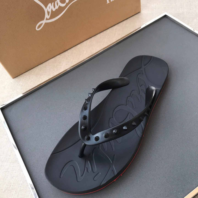Ch**an louboutin loubi flip black pvc
