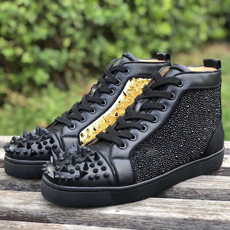 ch**an louboutin made-to-order!!! S*per perfect strass spike sneaker in black