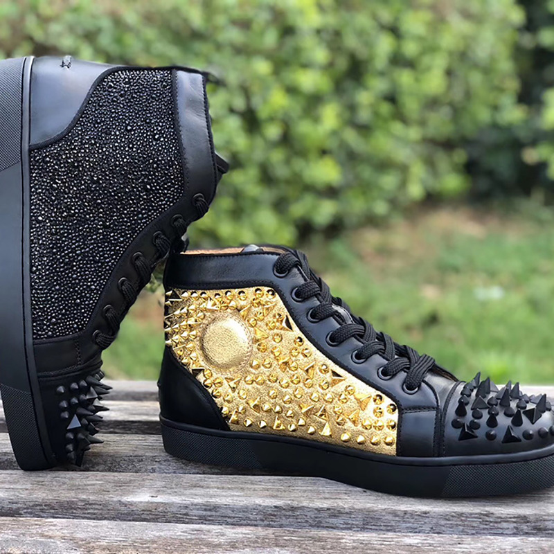 ch**an louboutin made-to-order!!! S*per perfect strass spike sneaker in black