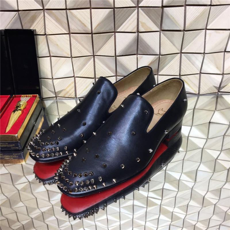made to order!!! ch**an louboutin S*per perfect l**is leather black loafer