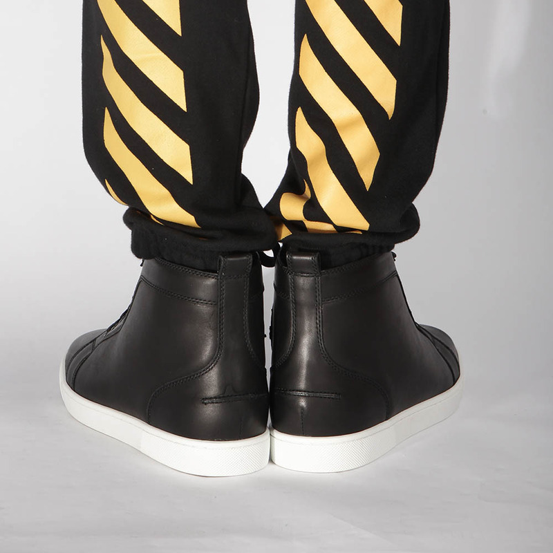 made-to-order!!! Ch**an louboutin limited version l**is flat mens high top leather sneakers black