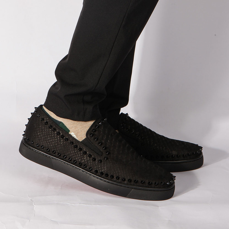 [made  to order] ch**an louboutin S*per perfect pik boat python skin flats in black