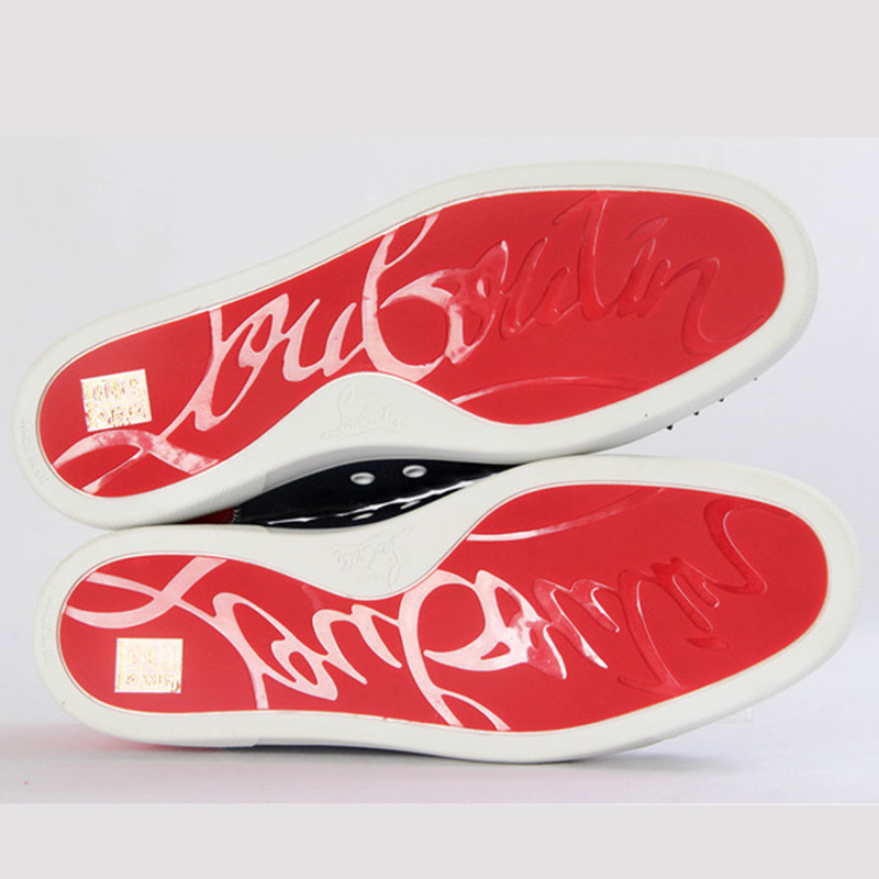 [made  to order] ch**an louboutin S*per perfect l**is junior men flat low top leather black spike sneaker
