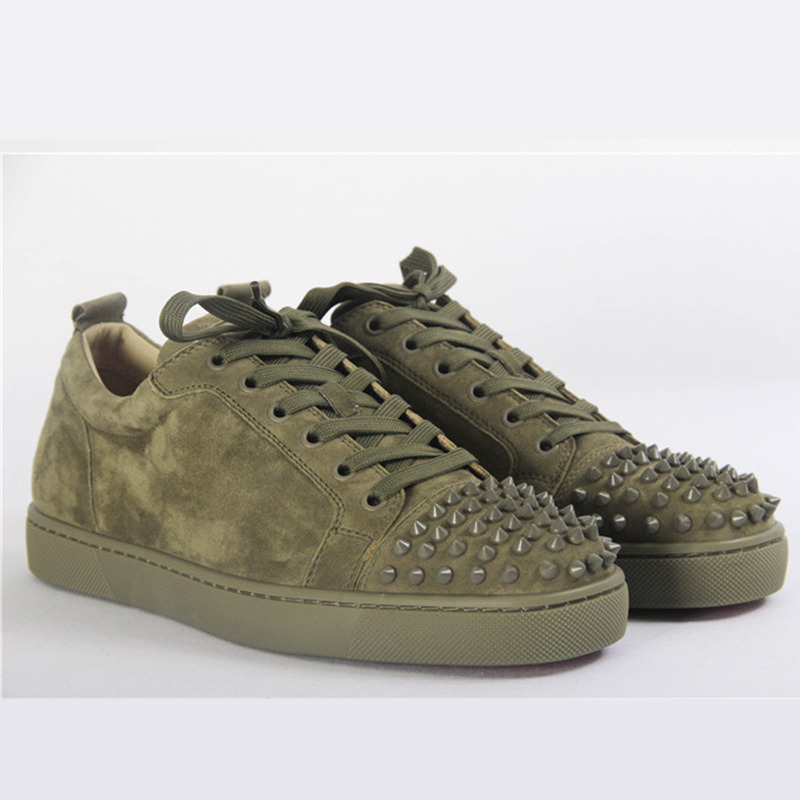 ch**an louboutin S*per perfect l**is junior men flat low top leather spike sneaker