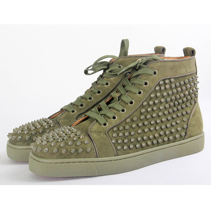 [made  to order] ch**an louboutin S*per perfect l**is orlato flat high top spike sneaker