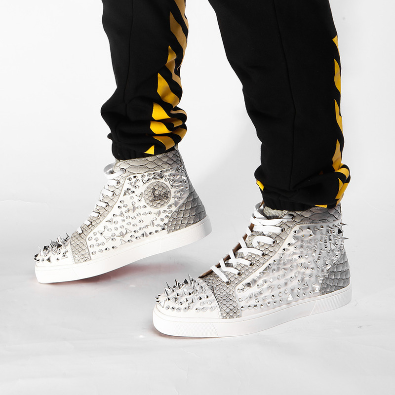 ch**an louboutin S*per perfect high top spikes sneaker made to order