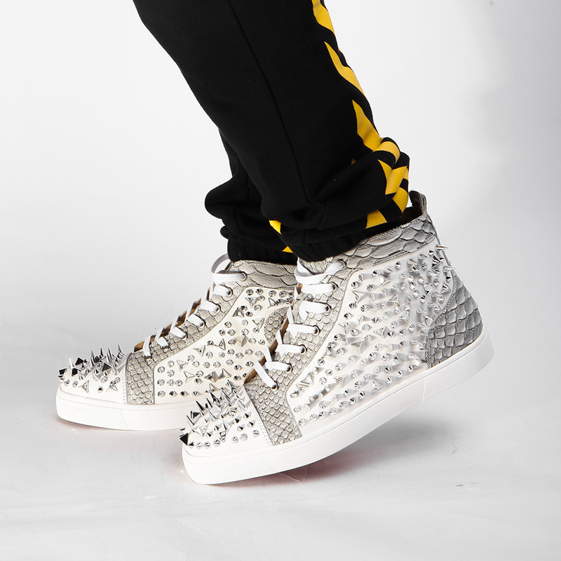 ch**an louboutin S*per perfect high top spikes sneaker made to order