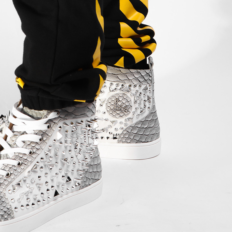 ch**an louboutin S*per perfect high top spikes sneaker made to order
