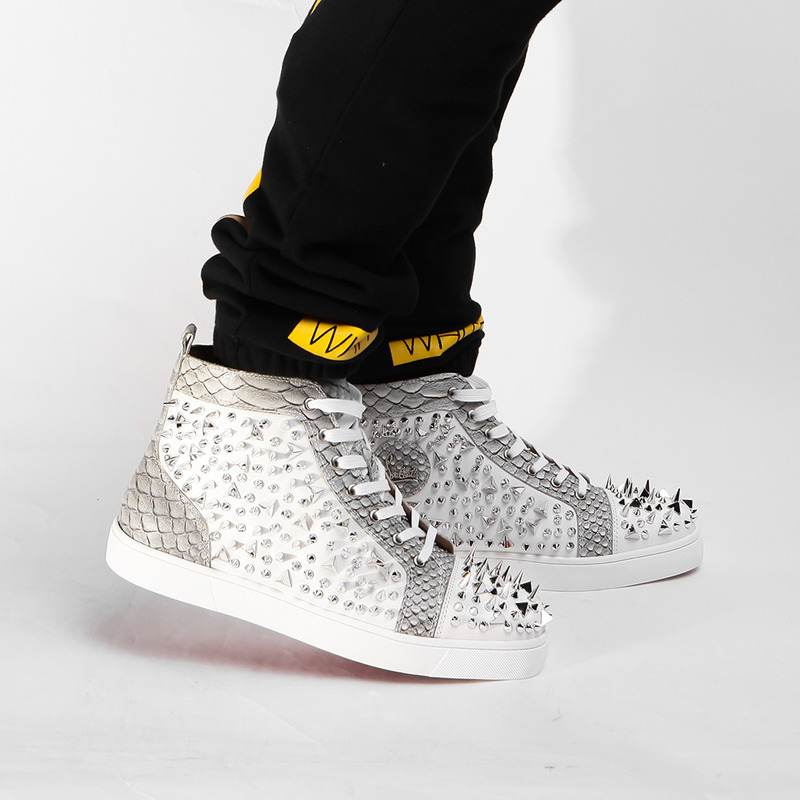 ch**an louboutin S*per perfect high top spikes sneaker made to order