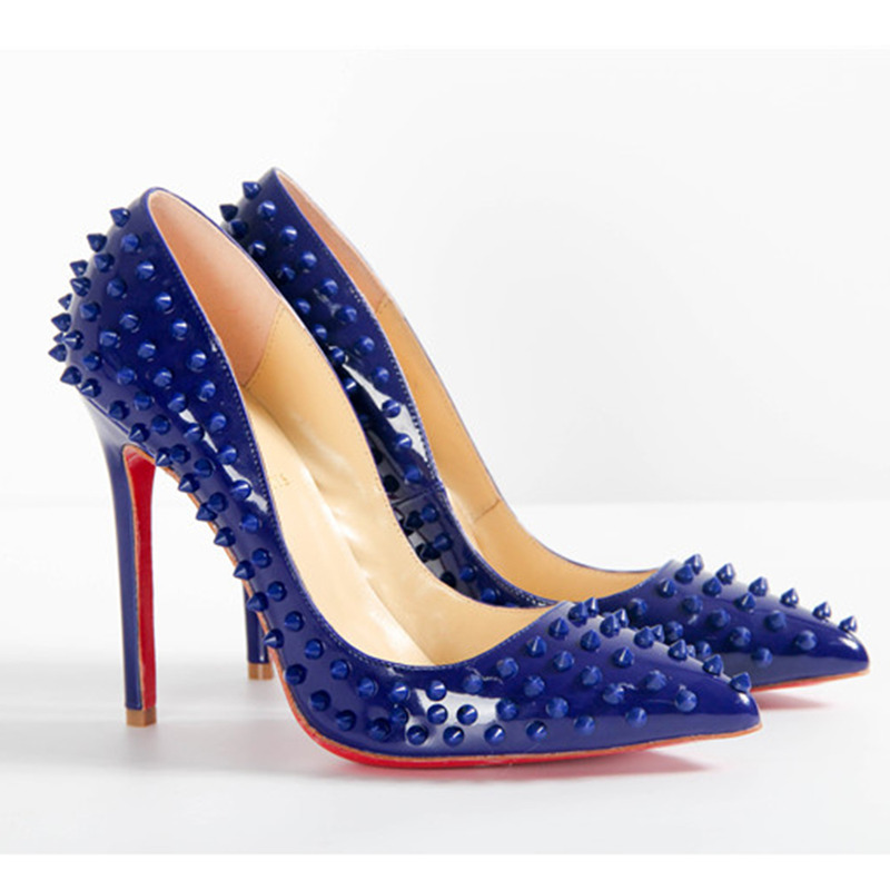 made to order!!! ch**an louboutin S*per perfect follies spikes blue heel made to order