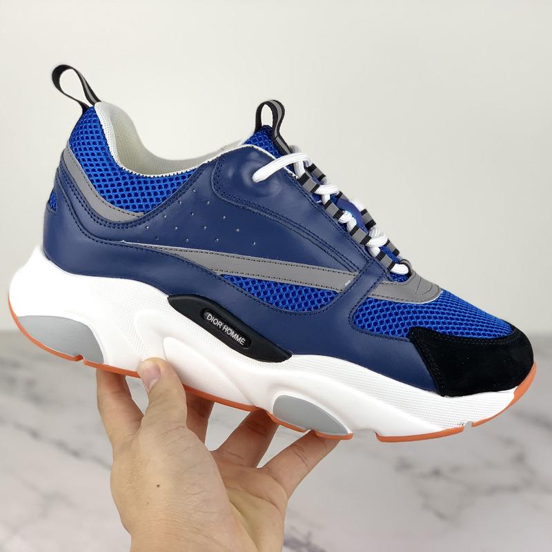 D*or canvas and calfskin sneakers in blue