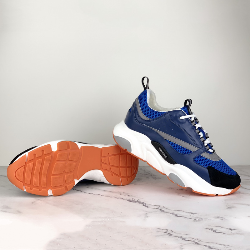 D*or canvas and calfskin sneakers in blue