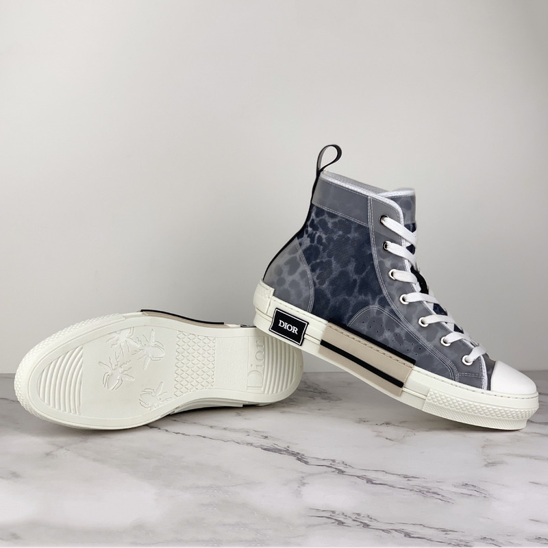 D*or "b23" high-top sneakers in gray leopard print