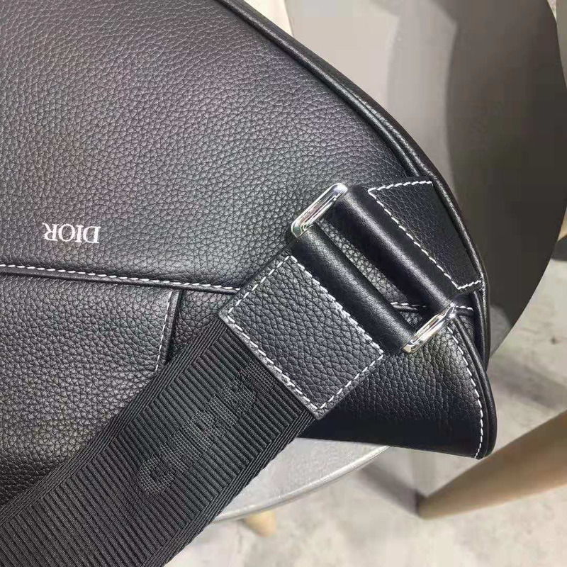 D*or bee printed saddle bag in black calfskin