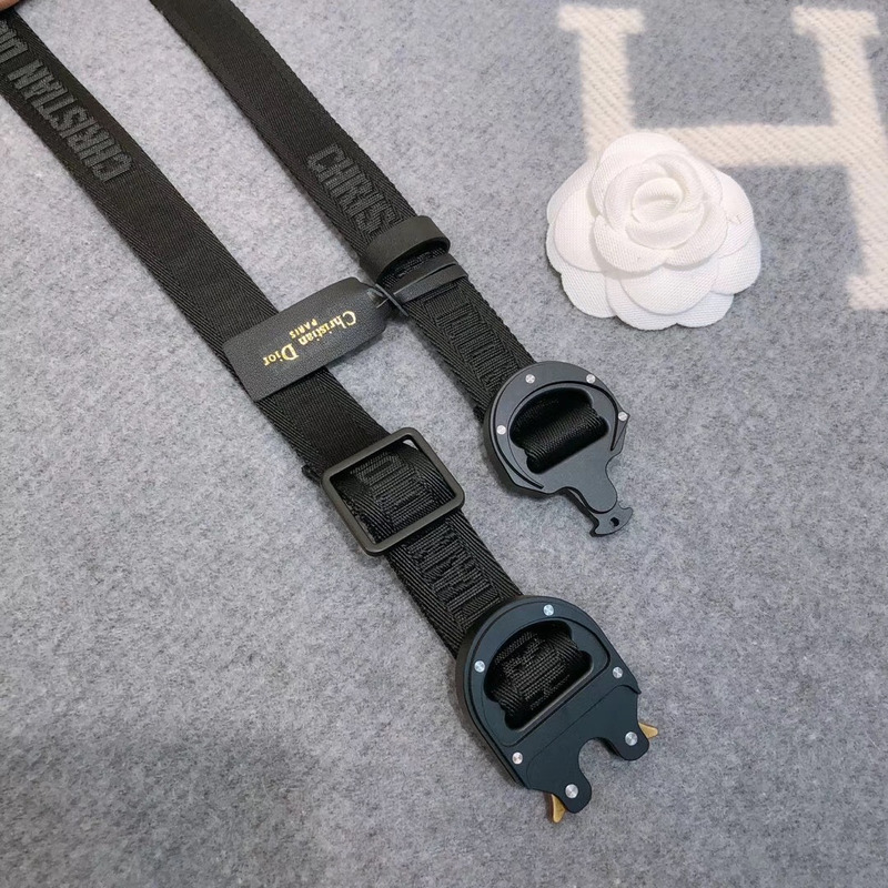 D*or black cotton canvas belt