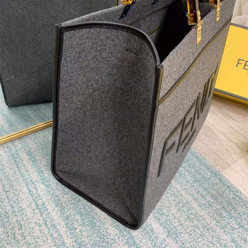 F**di black leather square totebag