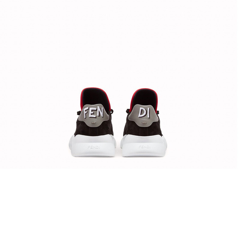 F**di fabric high tops in black/red