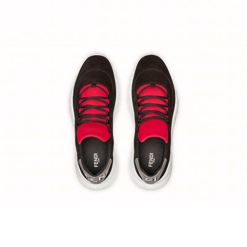 F**di fabric high tops in black/red