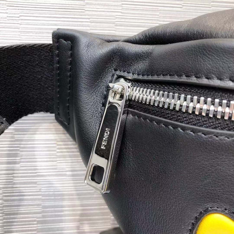 F**di black leather belt bag