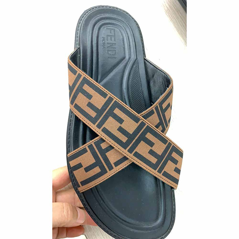 F**di printed crossed strap slides sandals