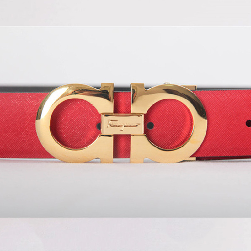 Ferragamo belt Small Gold buckle Red Black