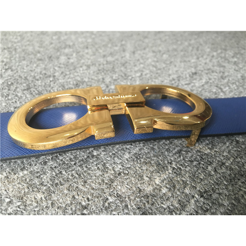 Ferragamo Limited Quality Reversible belt 237601 featuring oversized double golden Gancio buckle