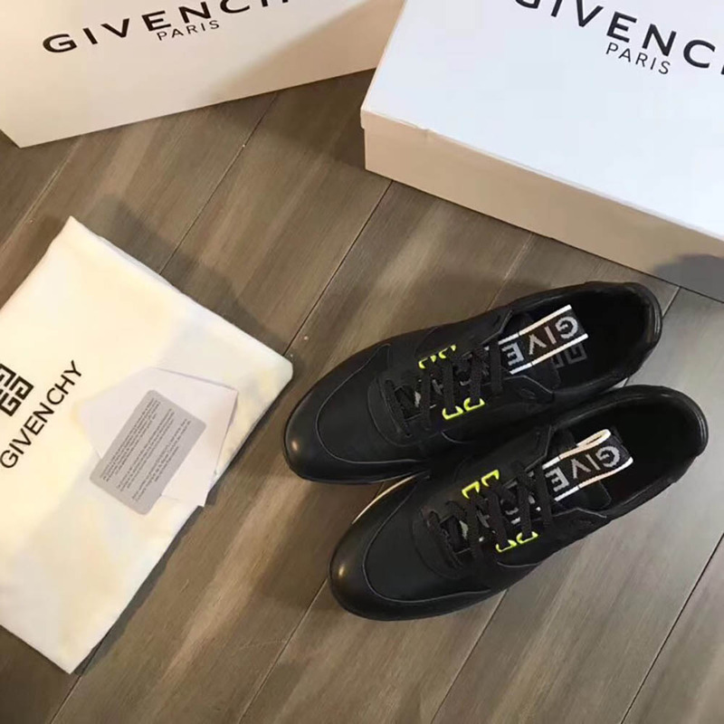 Givenchy New Runner Sneakers in Black Leather and Nylon