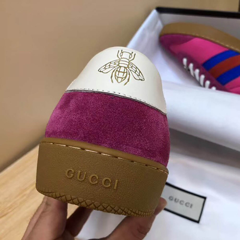 G*u*i nylon and suede web sneaker(pink nylon)