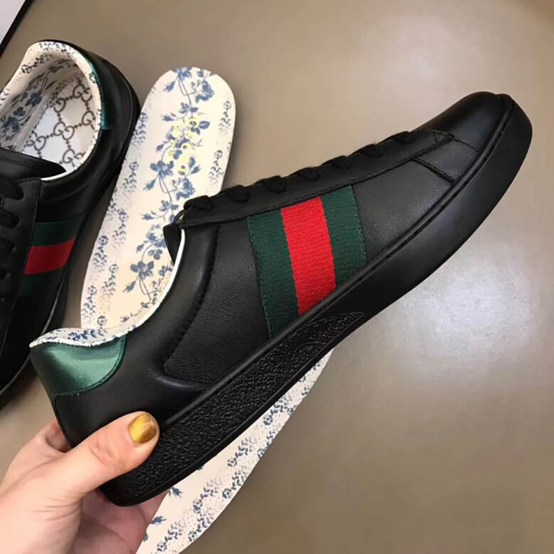 g*u*i ace sneaker with G*u*iy print in black
