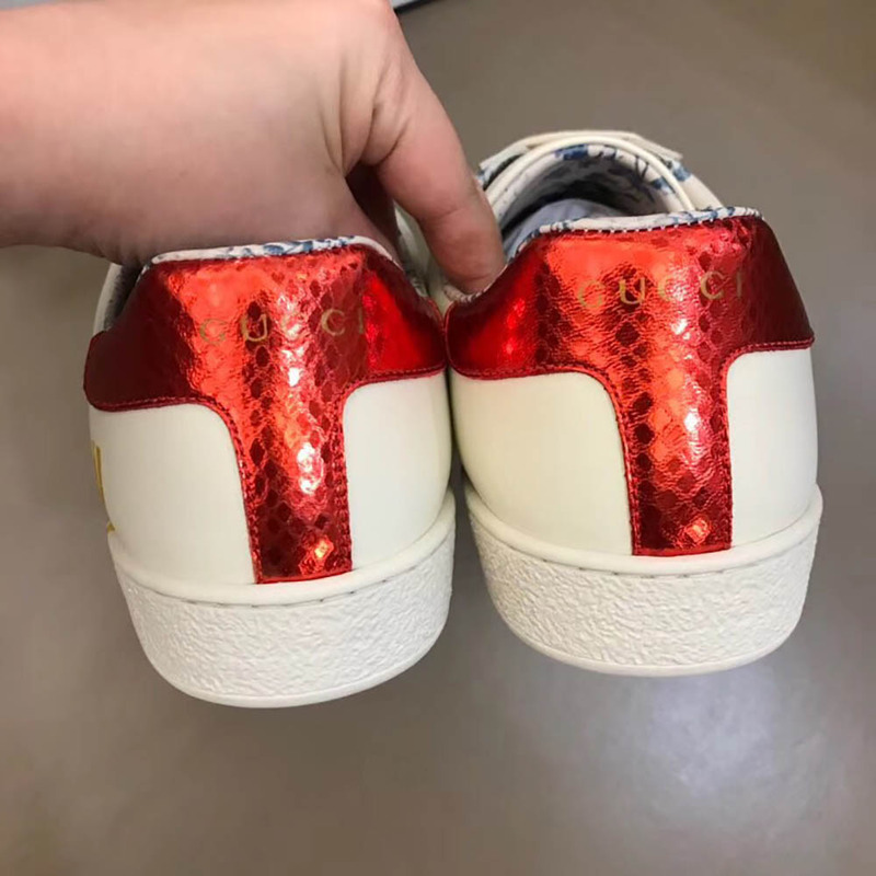 g*u*i ace sneaker with G*u*iy print in white
