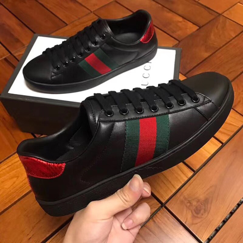 G*u*i ace black leather sneaker