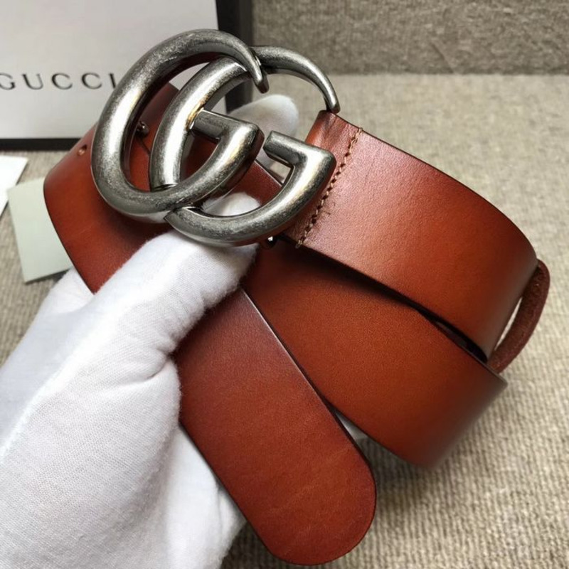 G*u*i leather belt with double g buckle