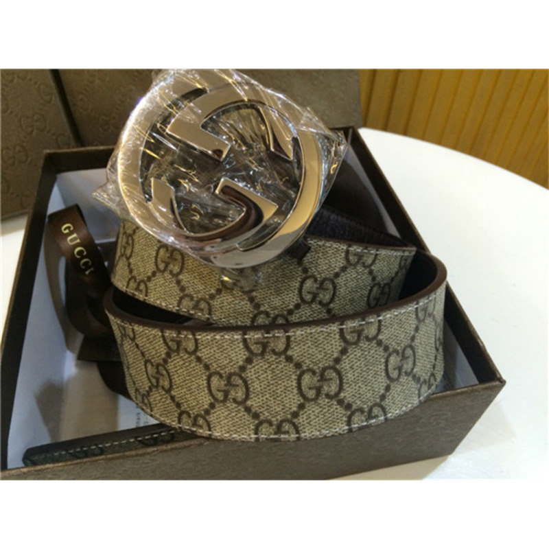 G*u*i brown fabric silver buckle