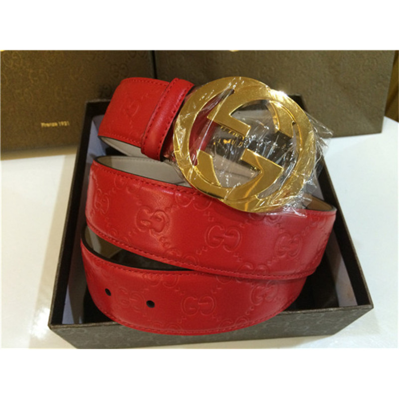 red G*u*i leather gold buckle