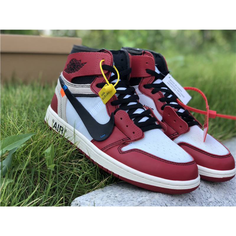 OFF White & NK x Air Jordan 1 GS 1985 Red Sneakers Men Women