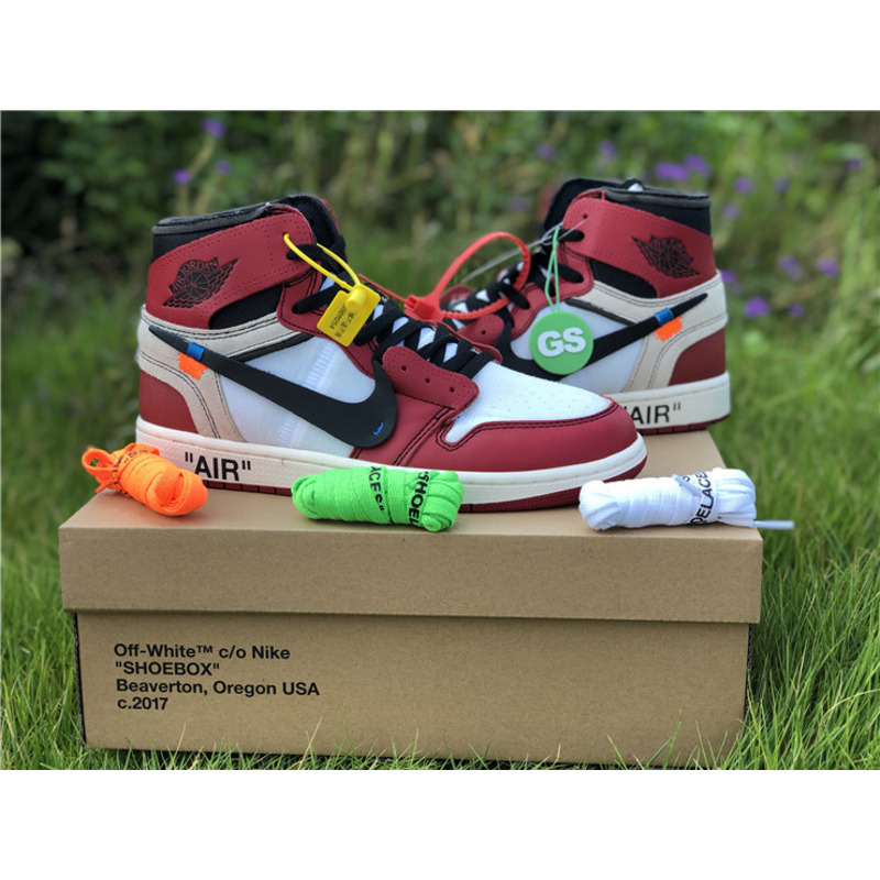 OFF White & NK x Air Jordan 1 GS 1985 Red Sneakers Men Women