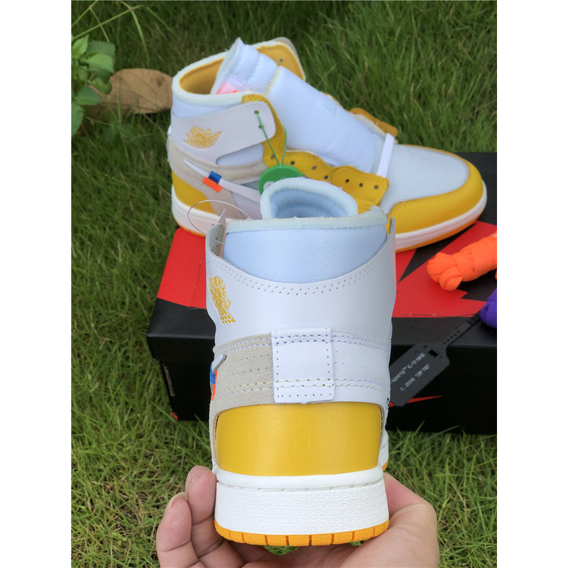 OFF White & NK x Air Jordan 1 GS Yellow 1985 Sneakers Men Women