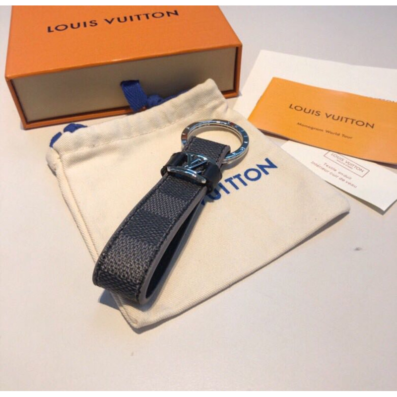 l**is V*t*n leather cord damier keychain