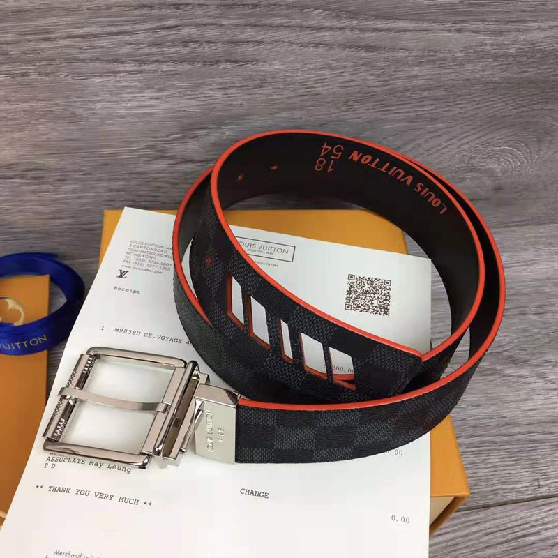 l**is V*t*n damier cobalt race print 40mm reversible belt