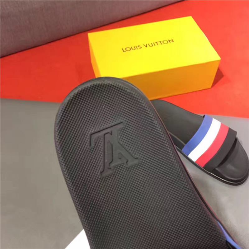 l**is V*t*n black stripes flip flops