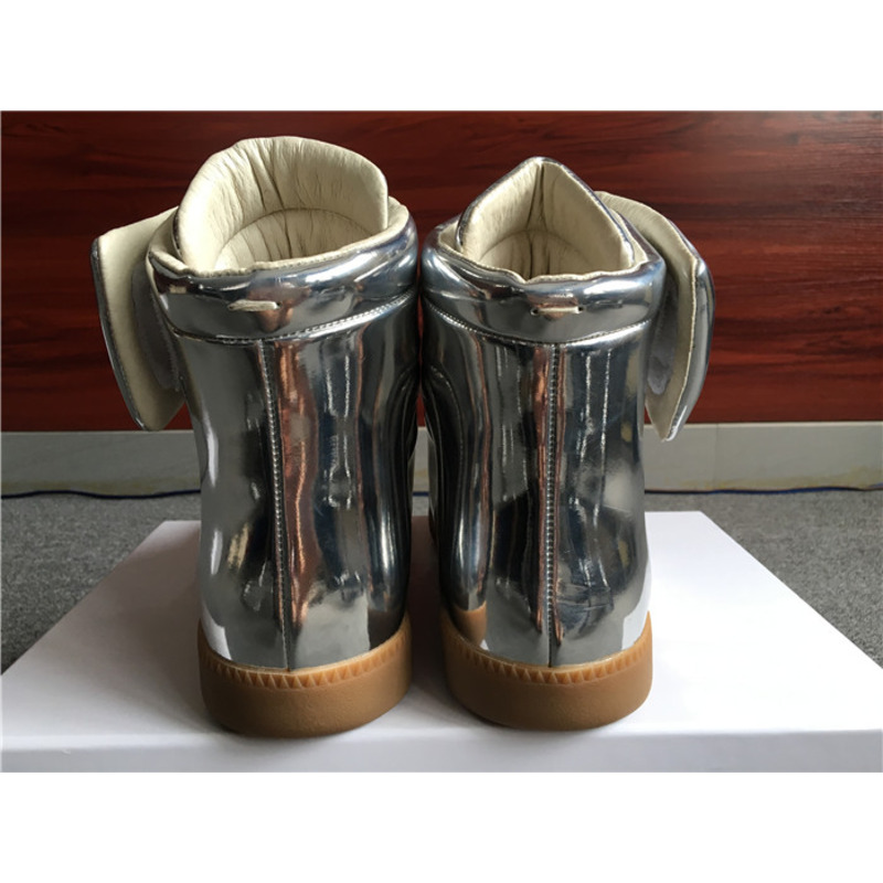 limited version ma*s*n Ma*i*la silver patent leather high-top sneakers