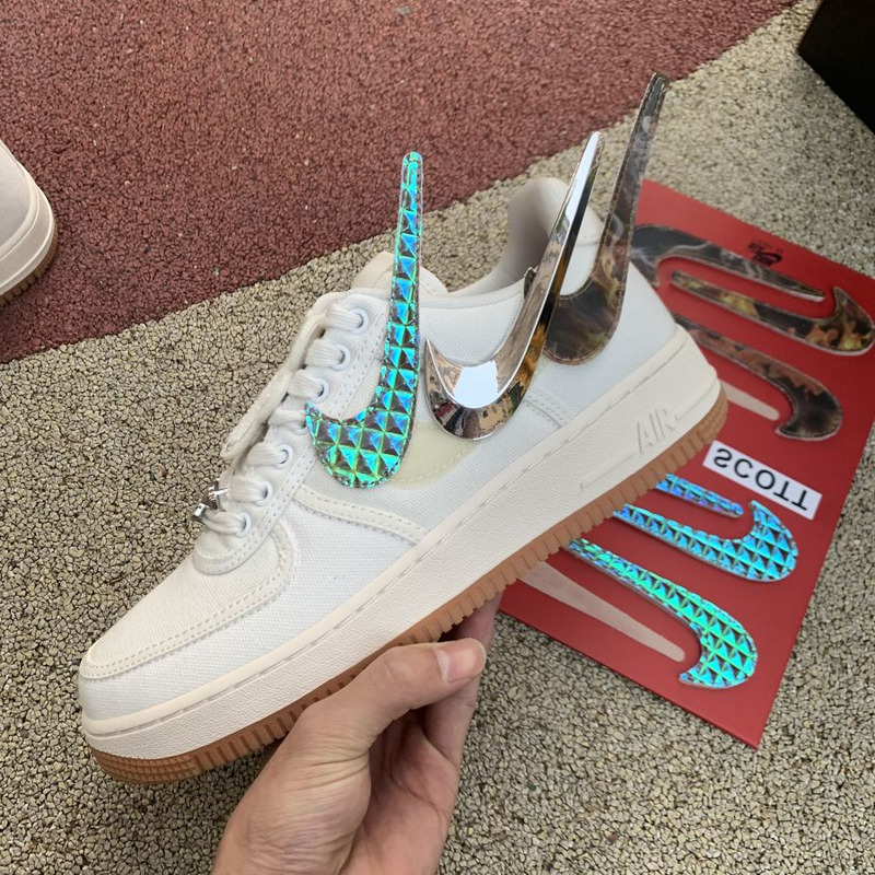 Travis Scott x Nike Air Force 1 Beige 3M Reflective AQ4211 101 Sneakers Men