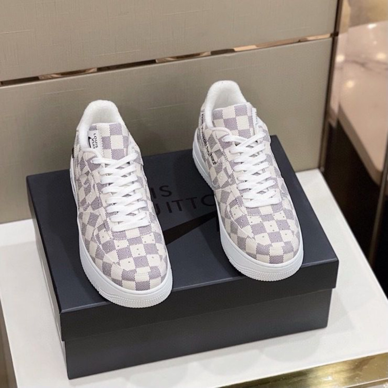 l**is V*t*n x nike air force 1 white checkerboard sneaker man woman