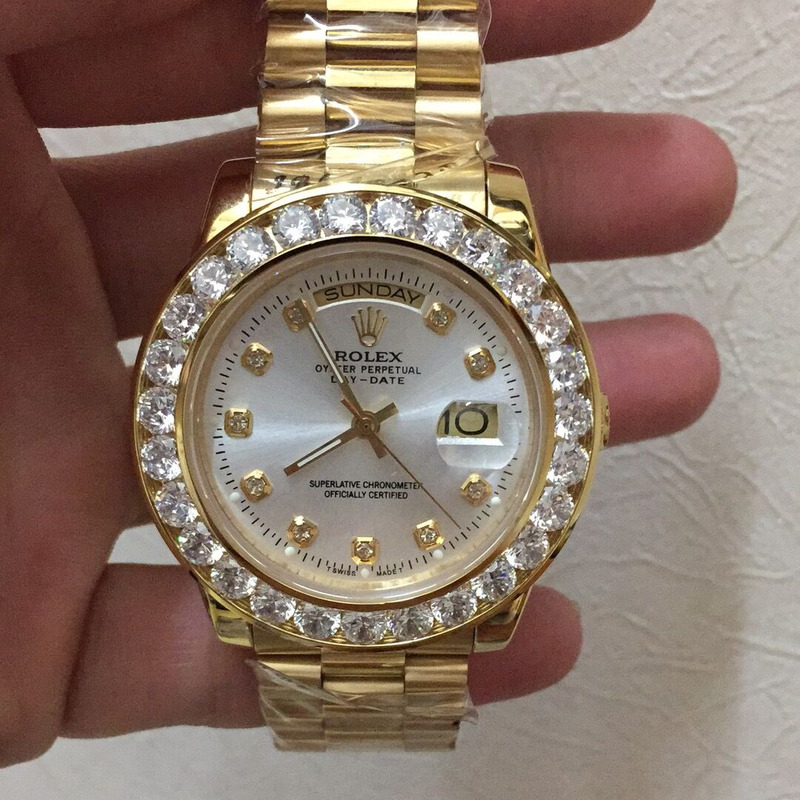 40mm rolex 18k yellow gold Di*m*nd watch