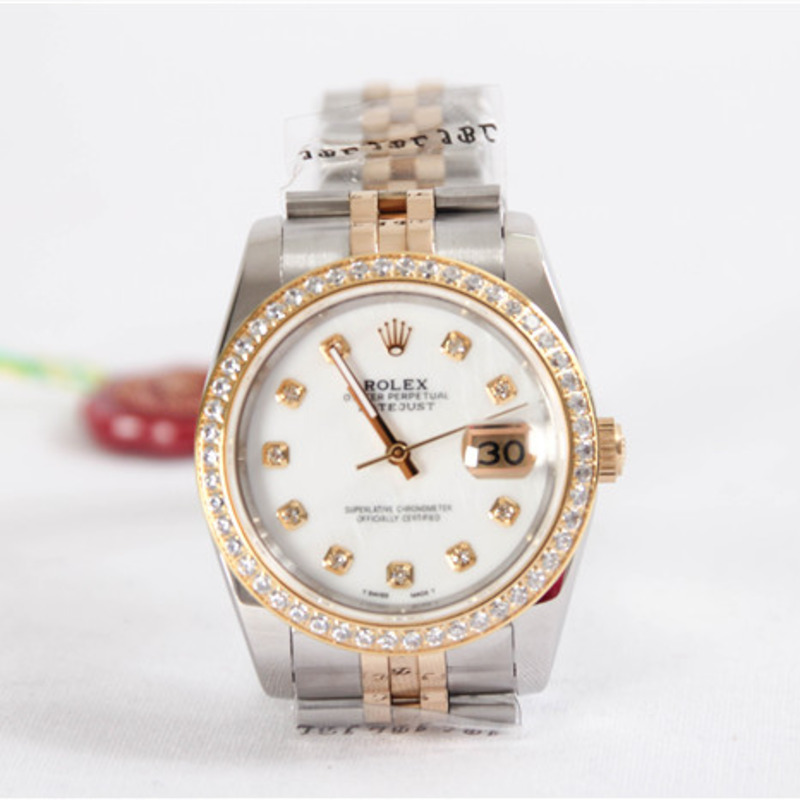 high quality rolex yellow gold stainless steel datejust Di*m*nd dome bezel wristwatch