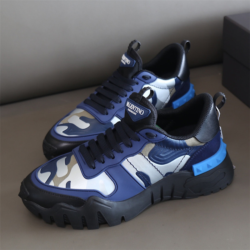 Valentino Garavani Rockrunner Camouflage Fabric Aappa Leather Sneaker.